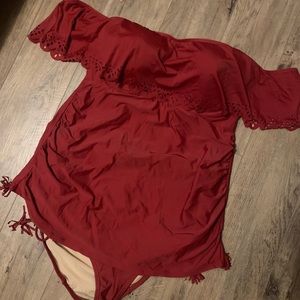 Lane Bryant 2pc Off the Shoulder Swim Suit